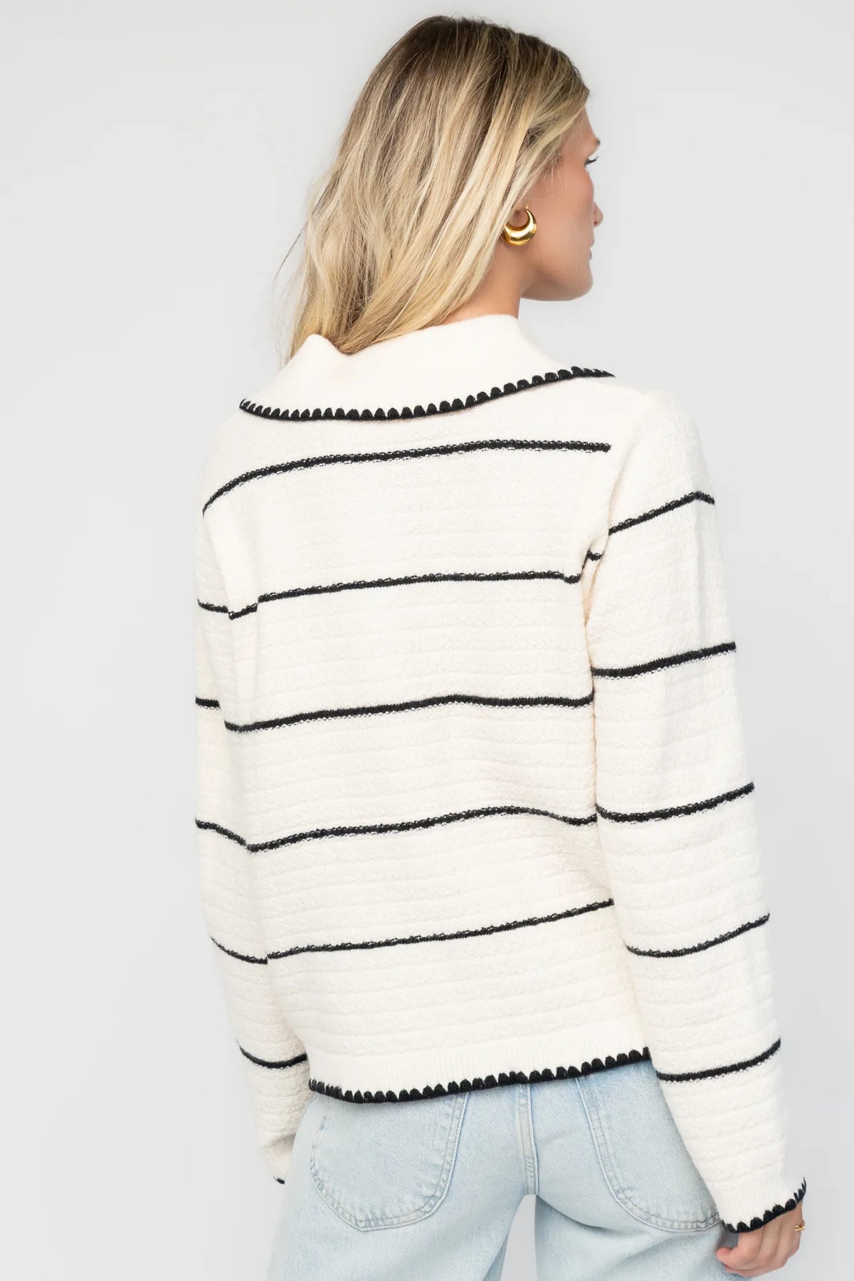 Franklin Cardigan | Cream + Black Stripe
