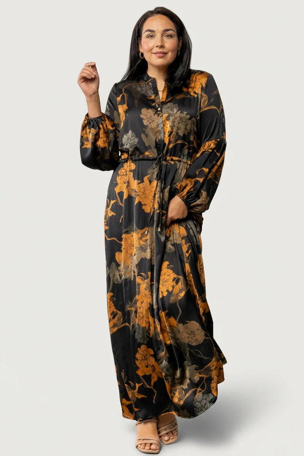 Helen Maxi Dress | Black + Gold