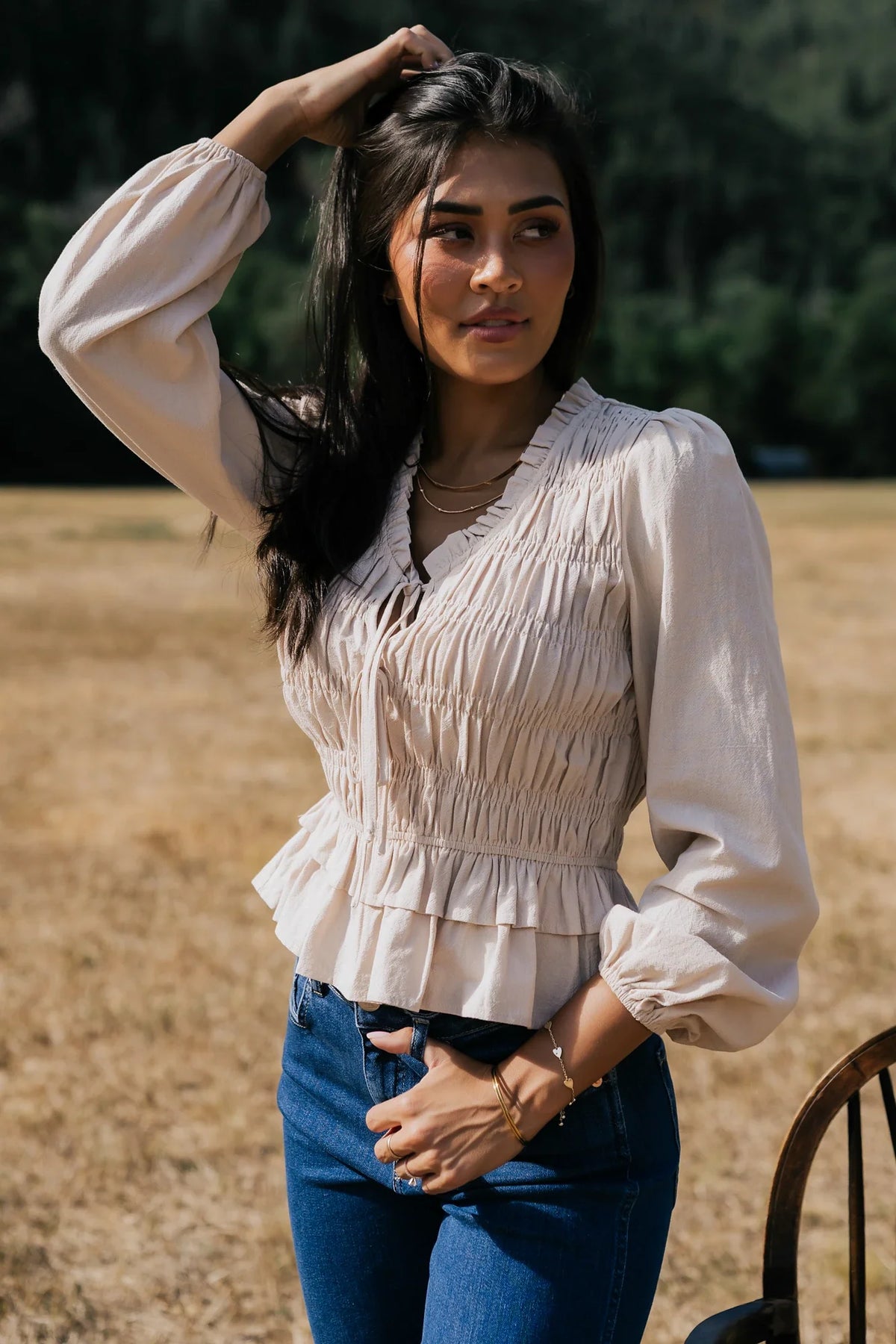 Marnie Smocked Top | Natural