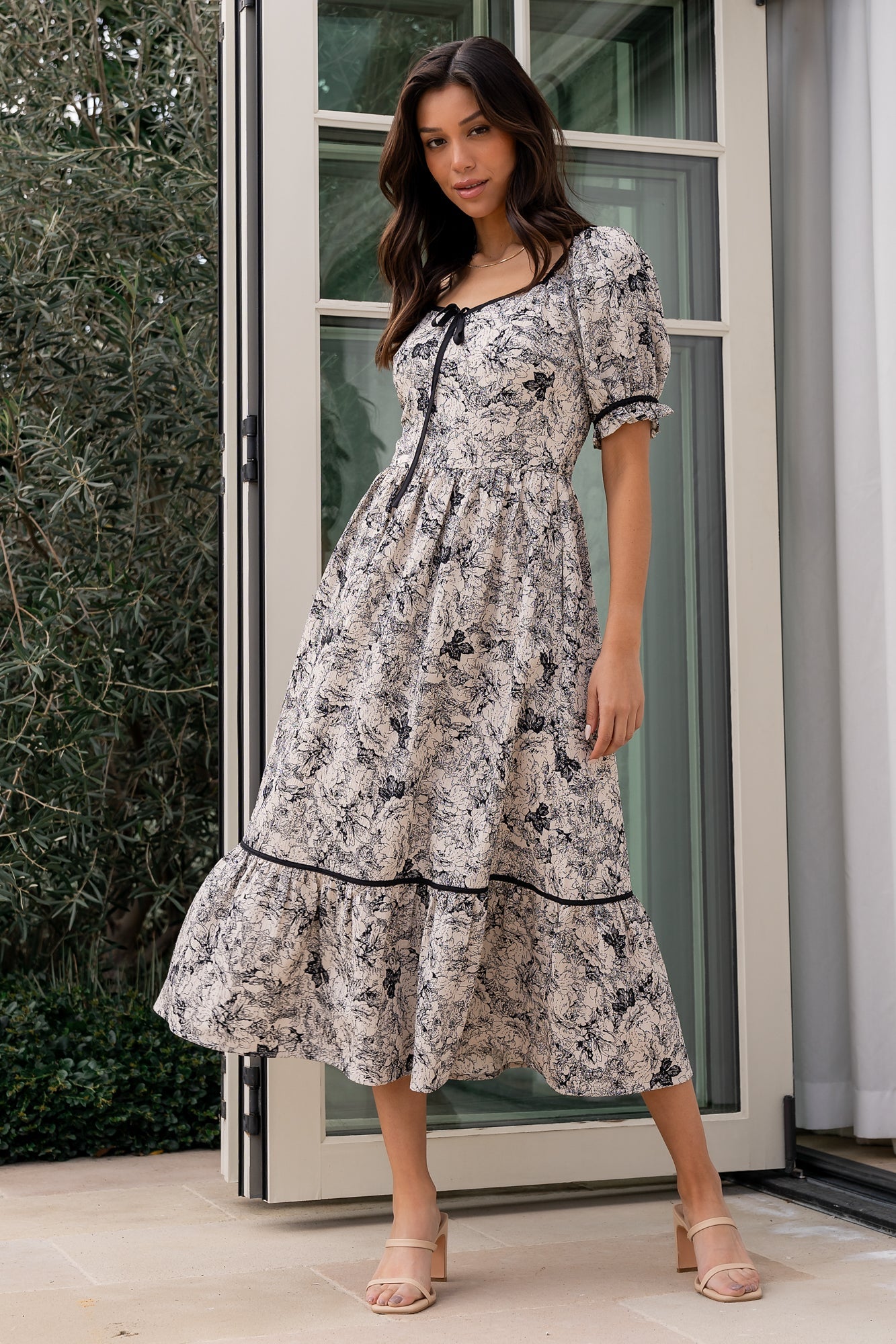 Mariana Midi Dress | Cream + Black Floral Secondary image