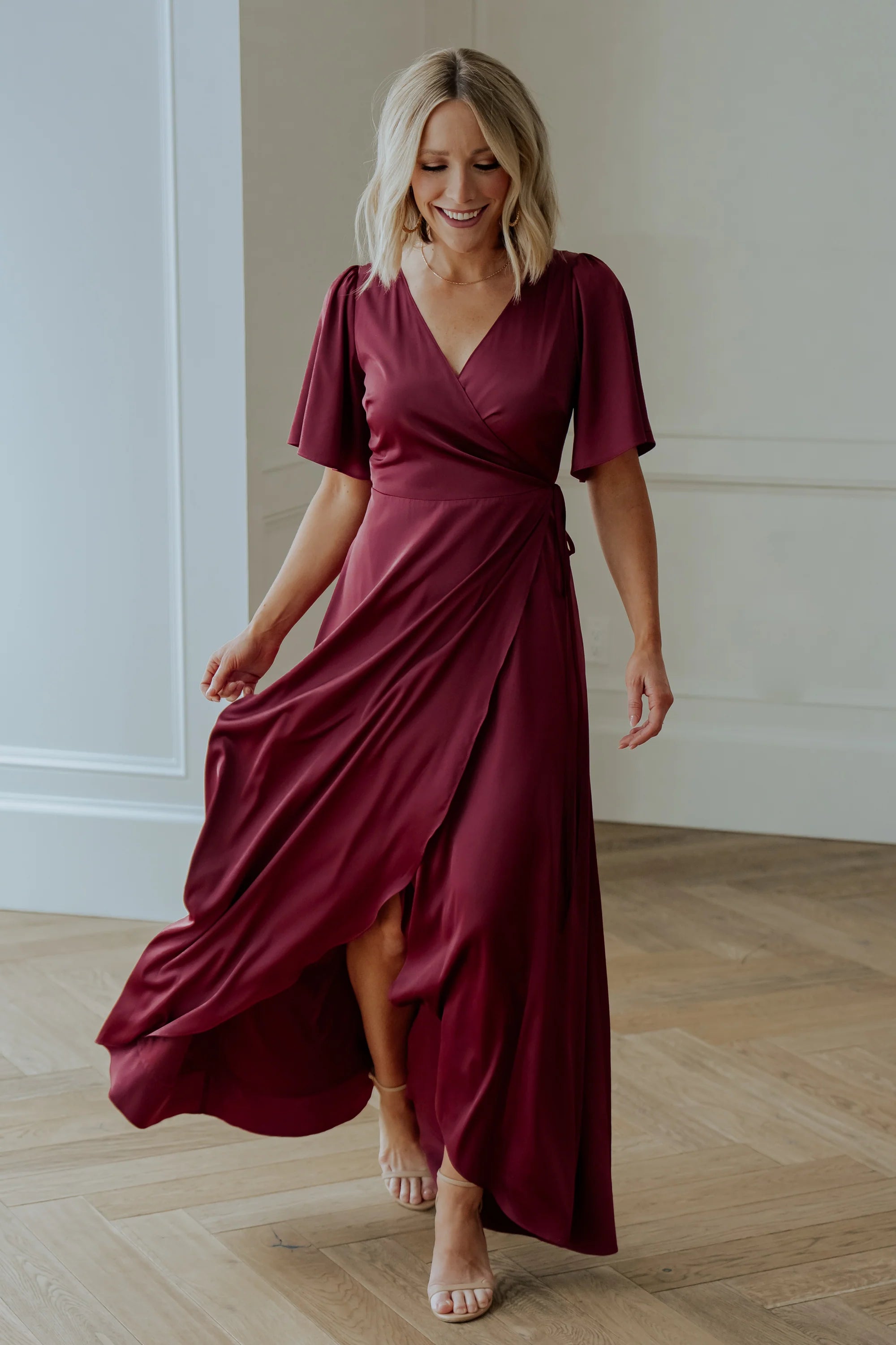 Vara Satin Maxi Wrap Dress | Mulberry Secondary image