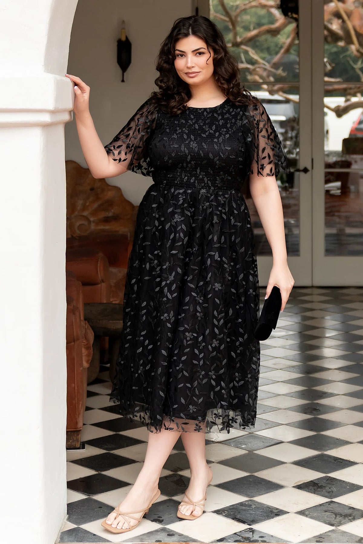 Kendra Embroidered Dress | Black