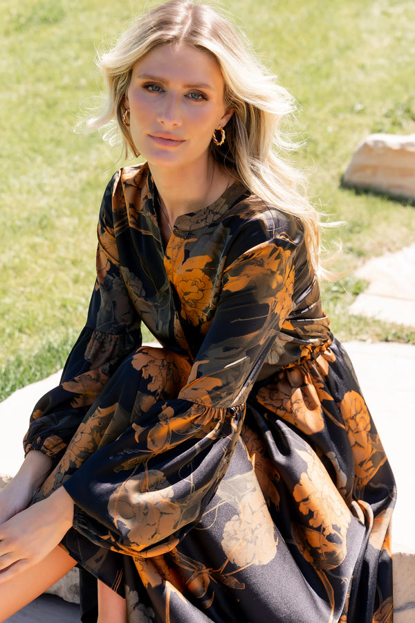 Helen Maxi Dress | Black + Gold