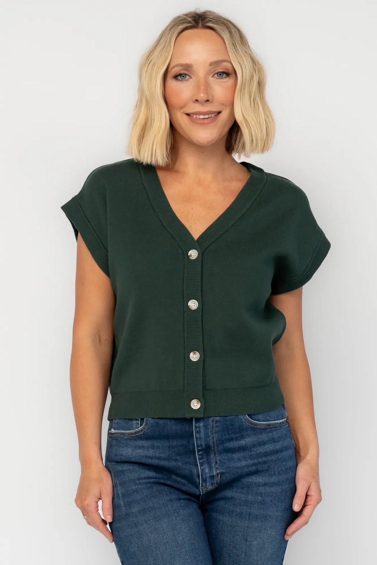 Lily Cardigan Sweater Top | Dark Green Main image