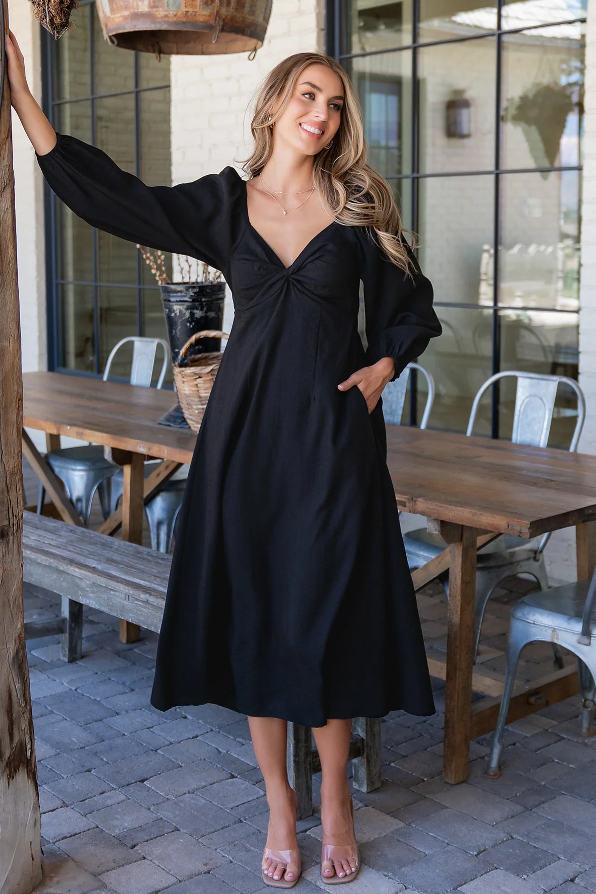 Rosalie Back Tie Dress | Black