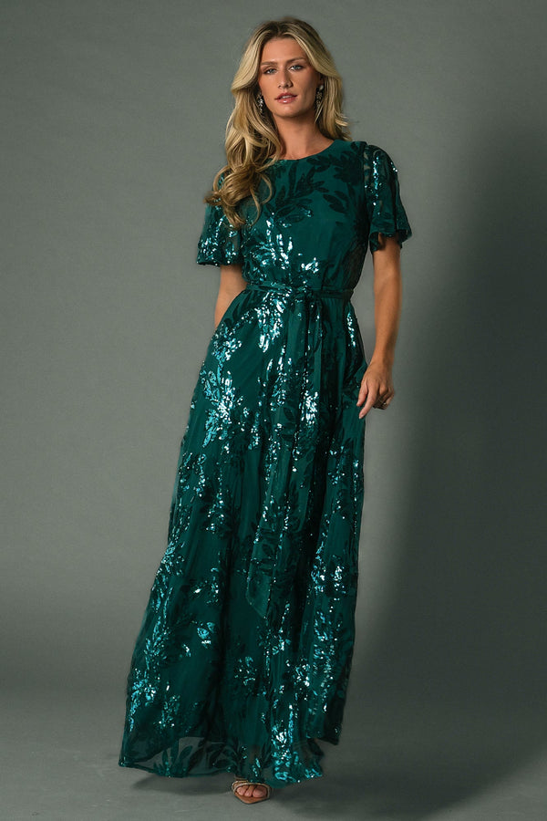 Muse Sequin Maxi Dress | Emerald
