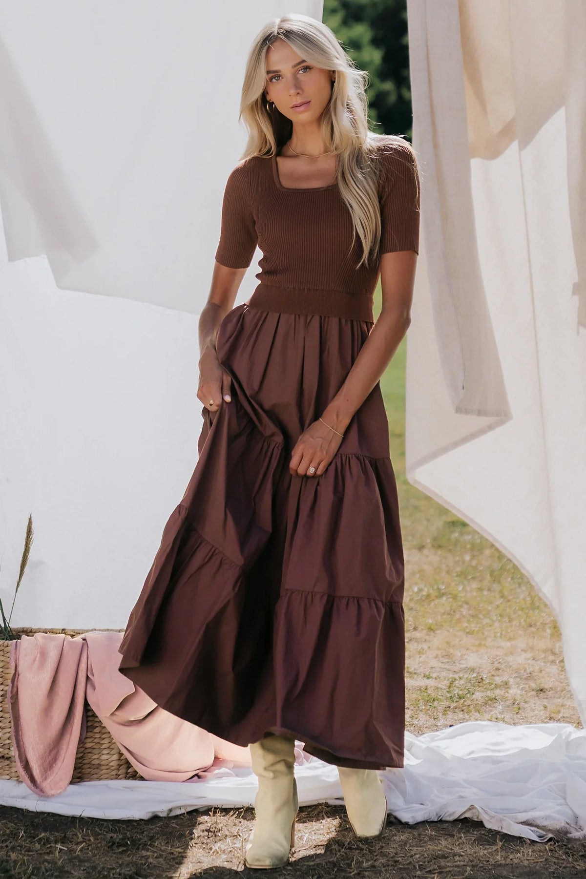 Astra Tiered Dress | Espresso Main image