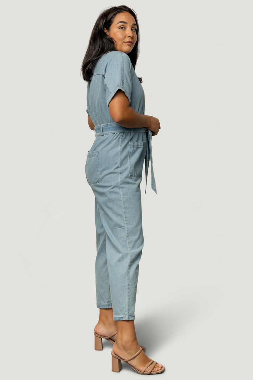 Mateo Button Up Jumpsuit | Denim
