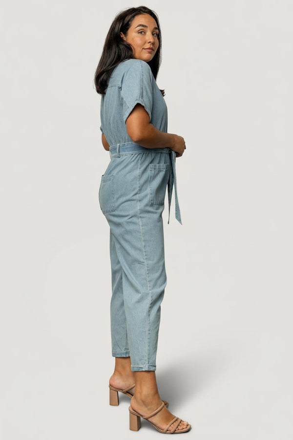 Mateo Button Up Jumpsuit | Denim