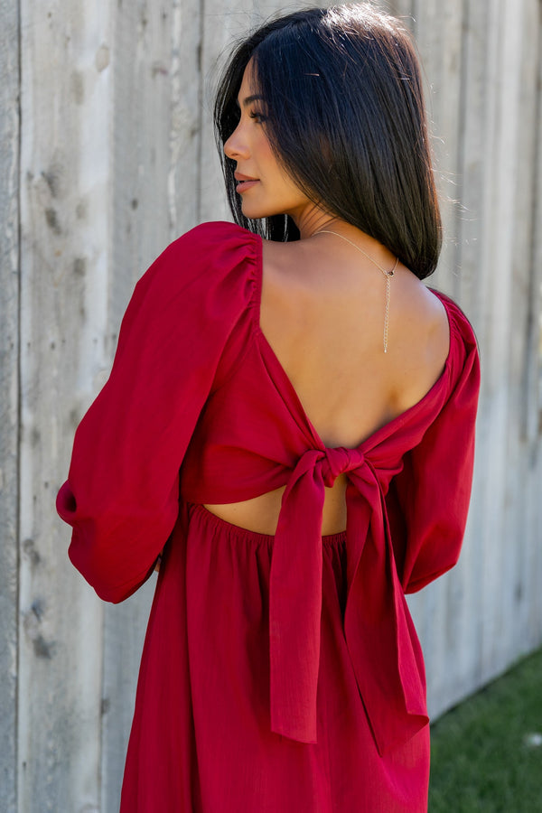 Rosalie Back Tie Dress | Scarlet