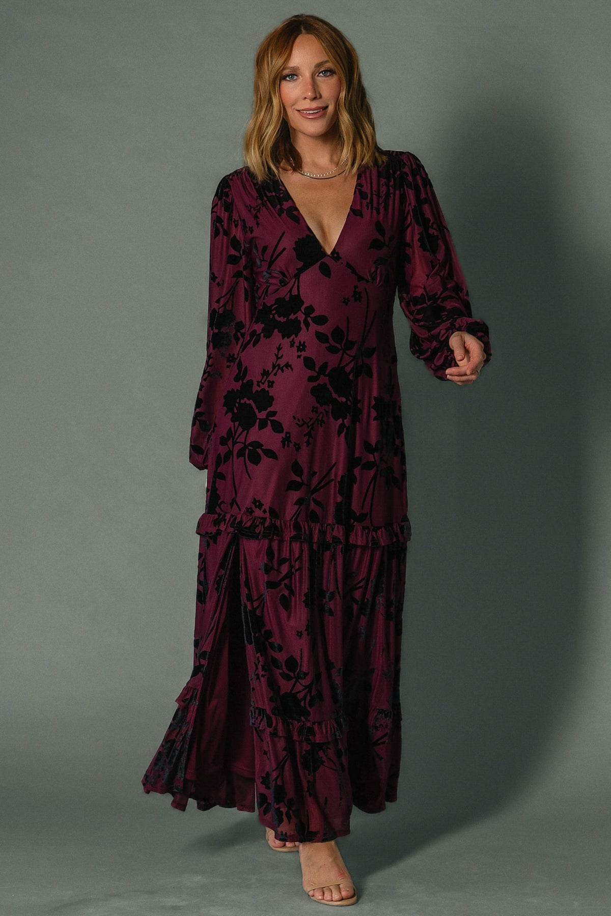 Liana Velvet Embossed Maxi Dress | Mulberry Main image