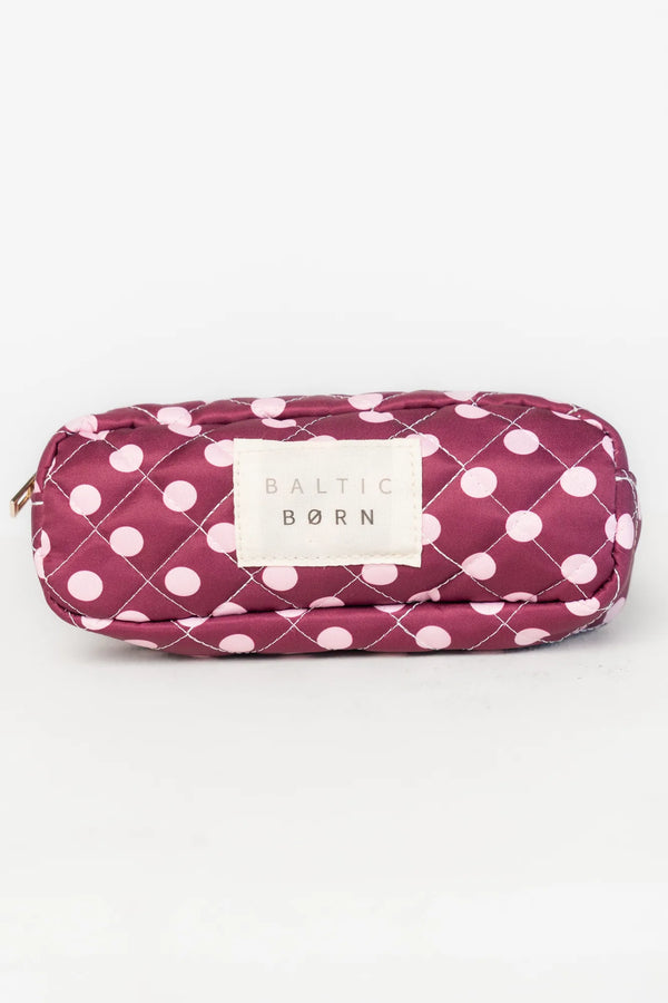 Kelani Quilted Cosmetic Bag Set | Berry + Pink