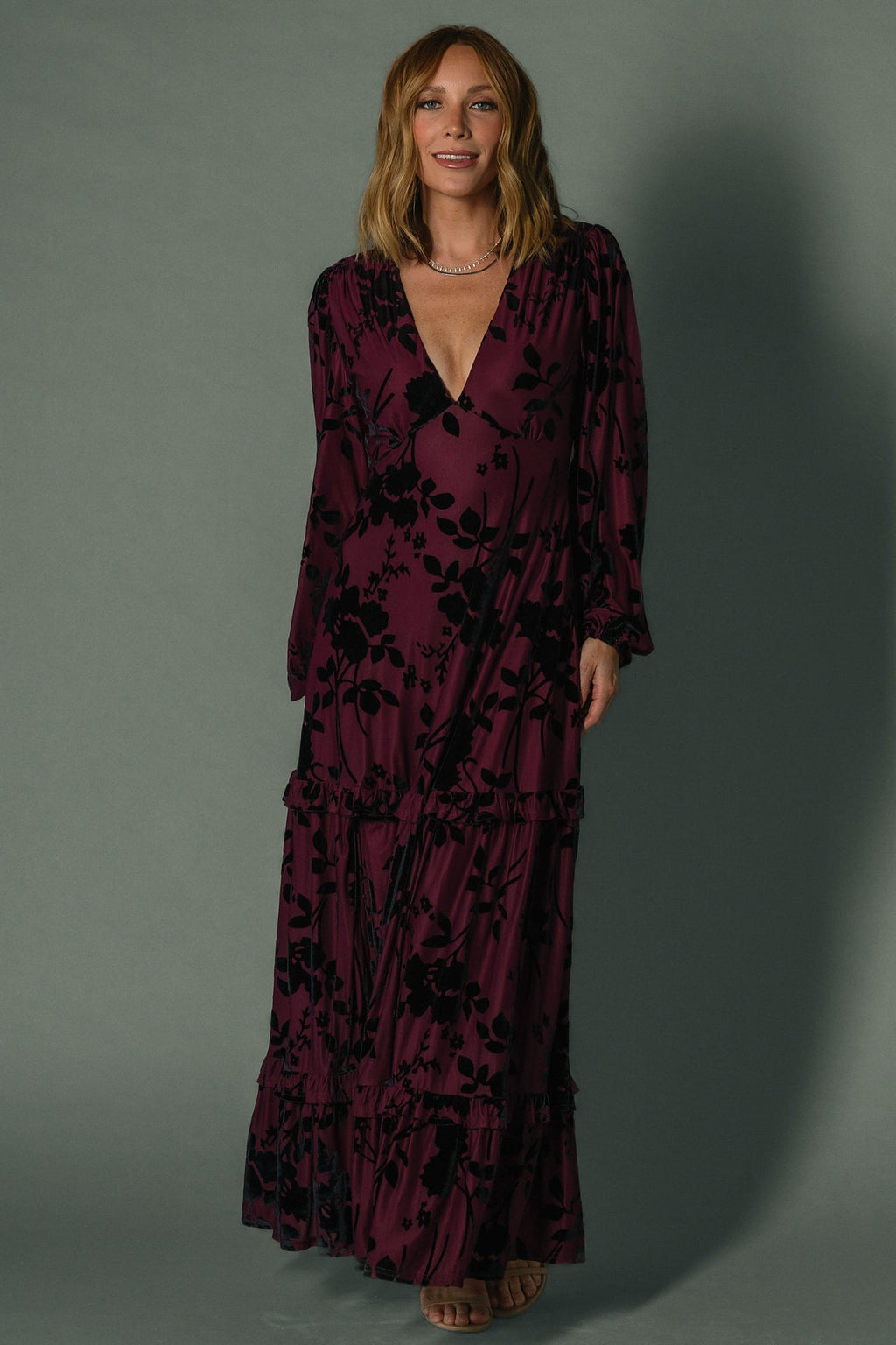 Liana Velvet Embossed Maxi Dress | Mulberry
