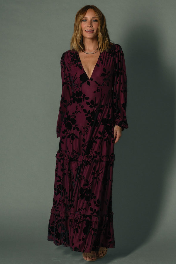 Liana Velvet Embossed Maxi Dress | Mulberry
