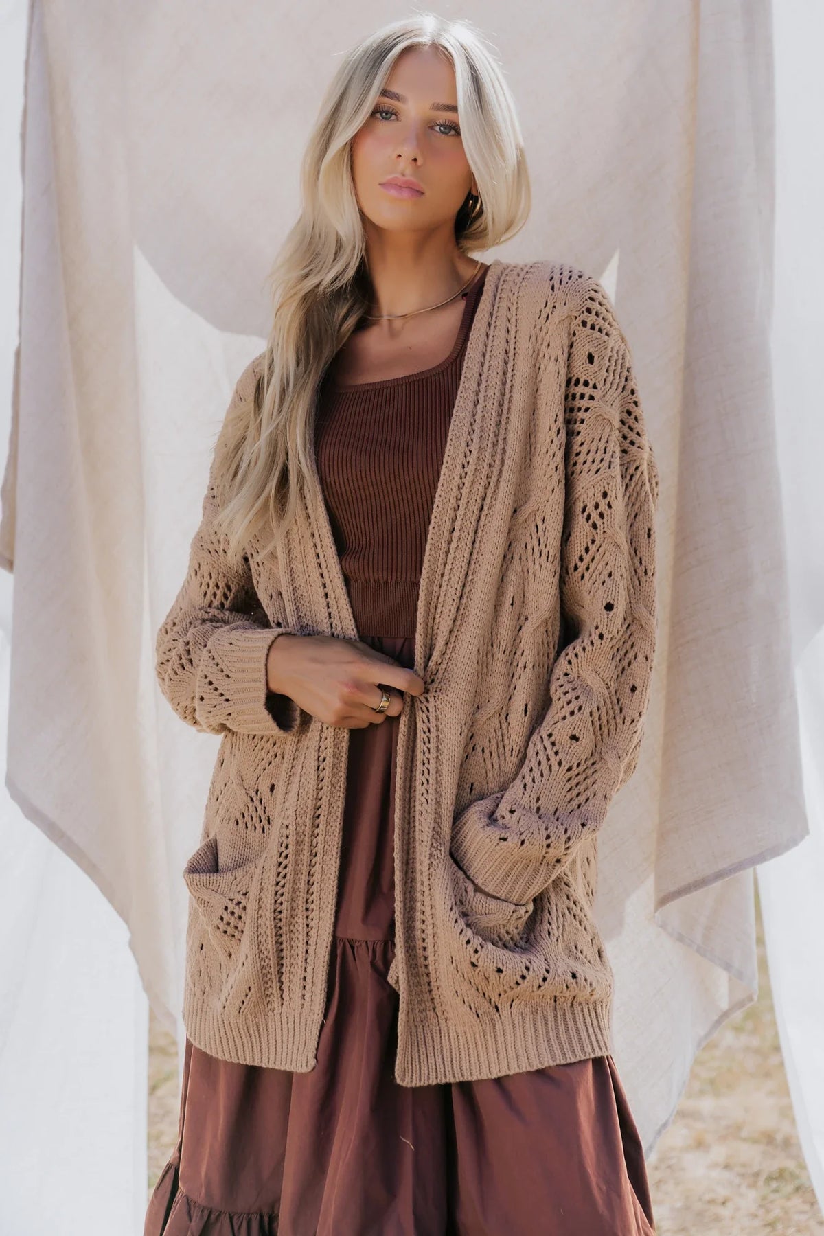 Loeb Knit Cardigan | Light Mocha Main image