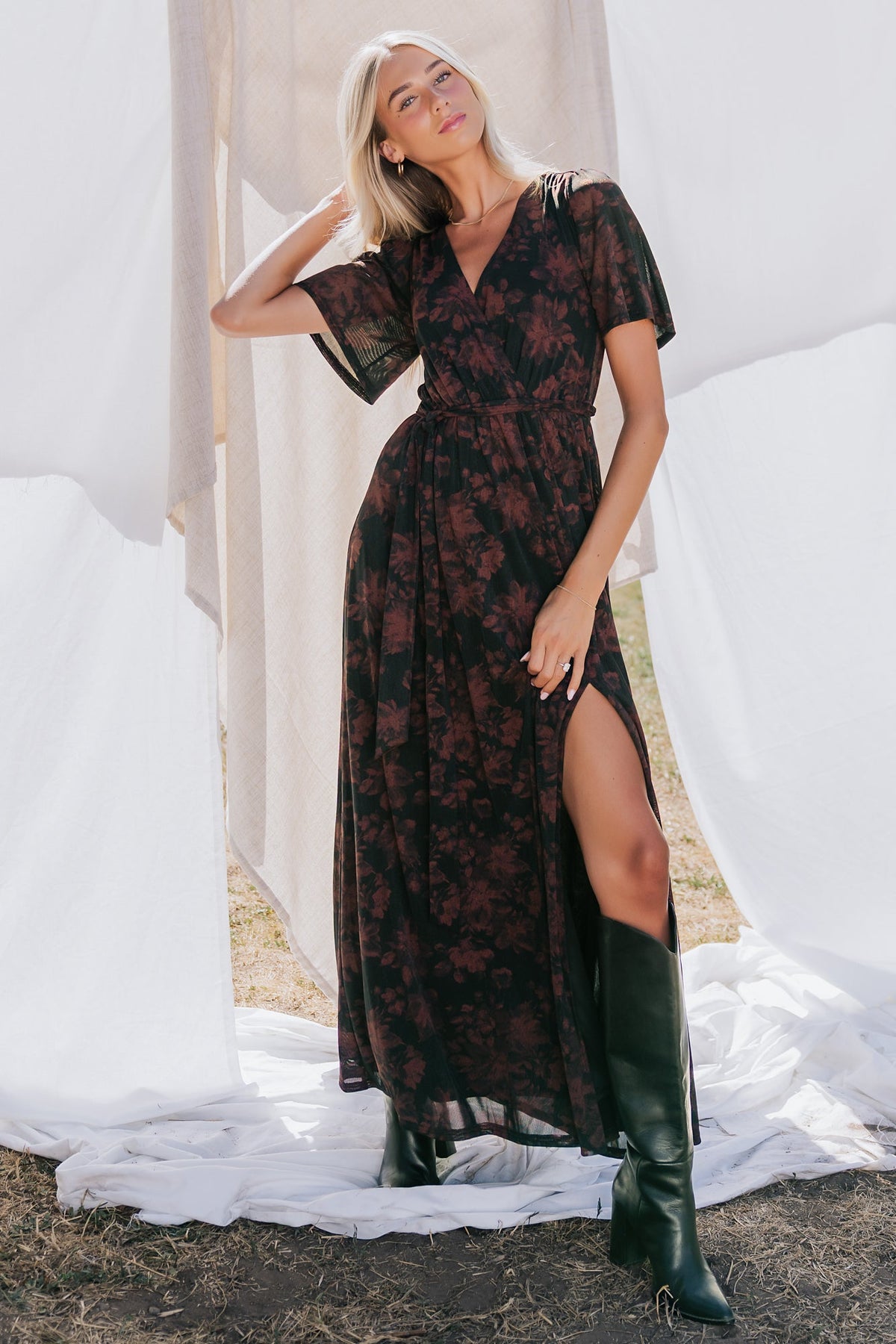 Reverie Maxi Dress | Black + Burgundy Main image