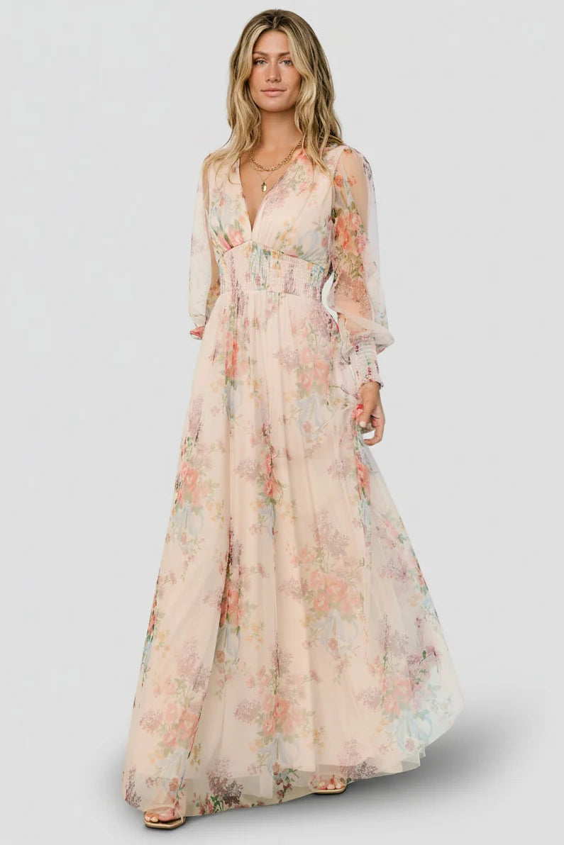 Layla Tulle Maxi Dress | Romantic Floral Main image