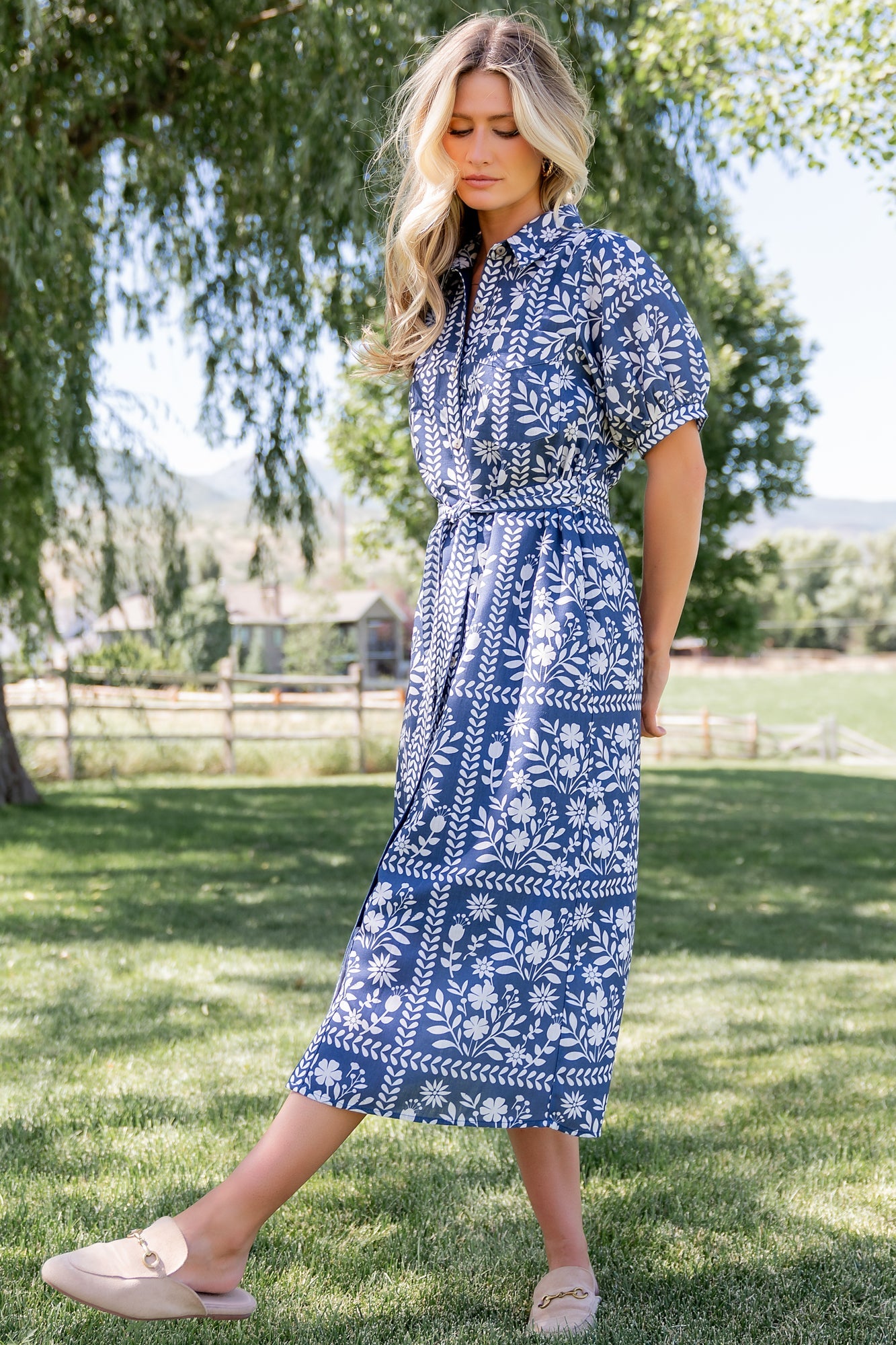 Karla Midi Dress | Deep Slate + White Floral Secondary image