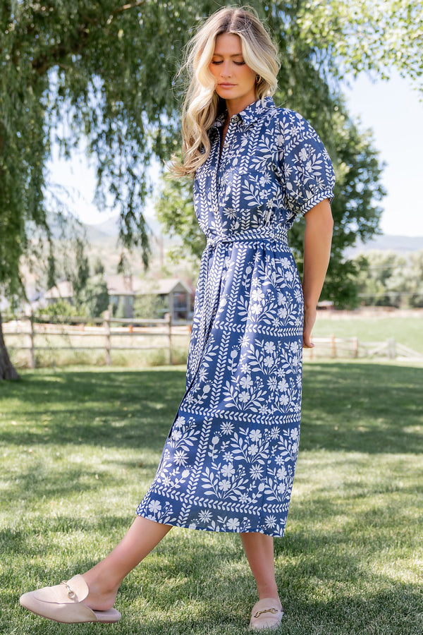 Karla Midi Dress | Deep Slate + White Floral