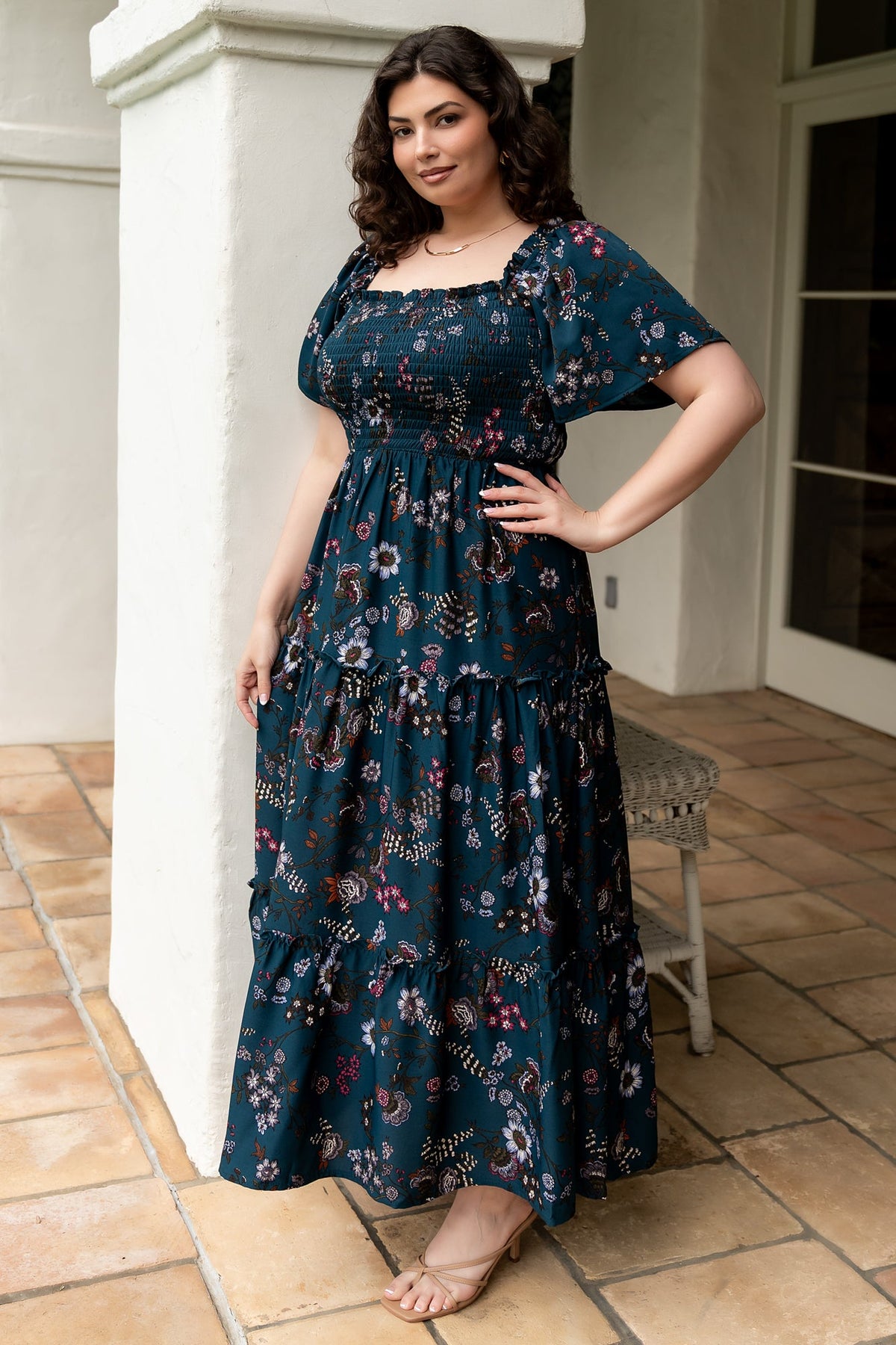 Southampton Smocked Maxi Dress | Jade Blossom Main image