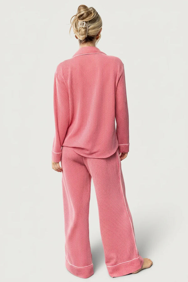 Eloise Ribbed Pajama Set | Pink