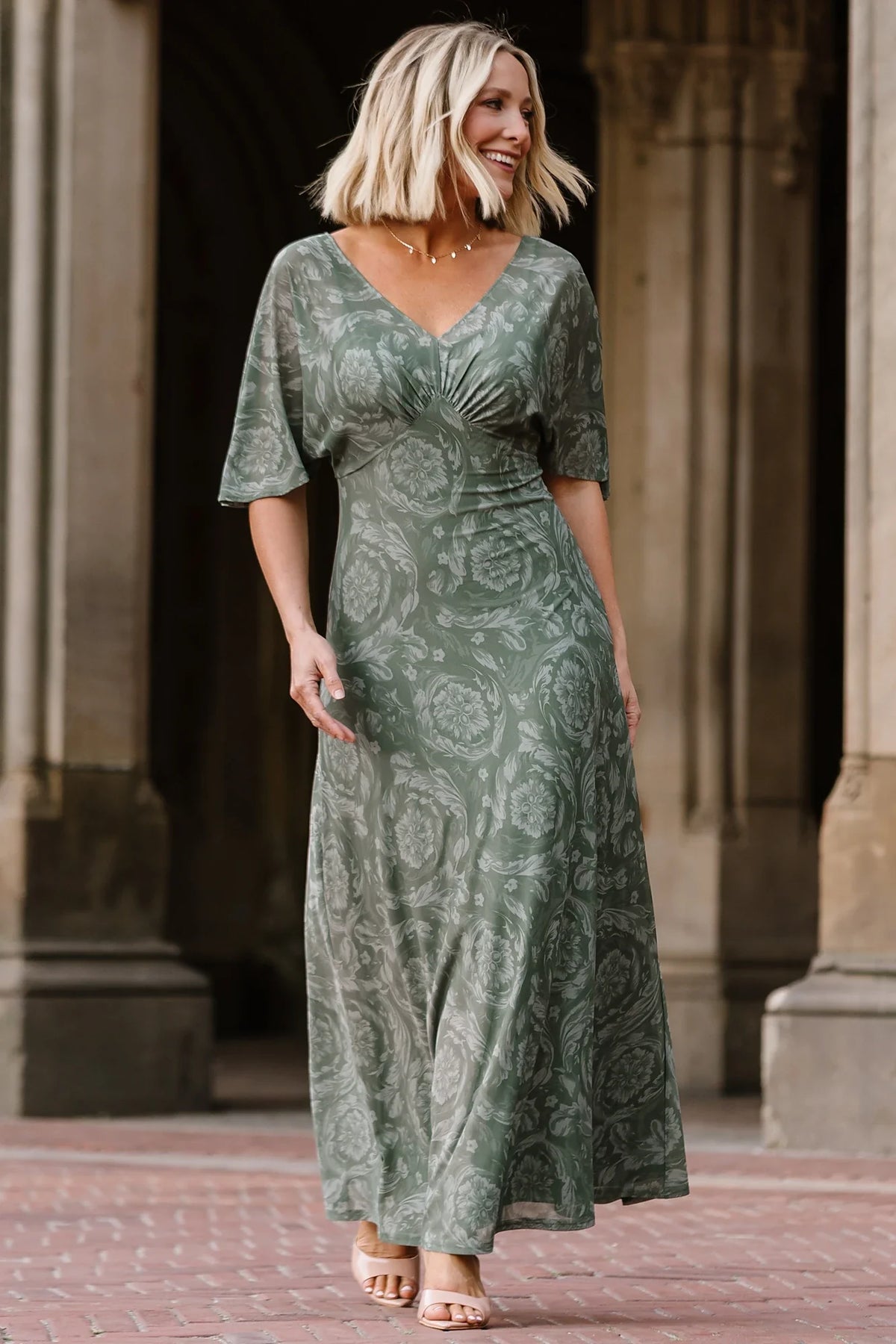 Sevilla Mesh Maxi Dress | Dark Sage
