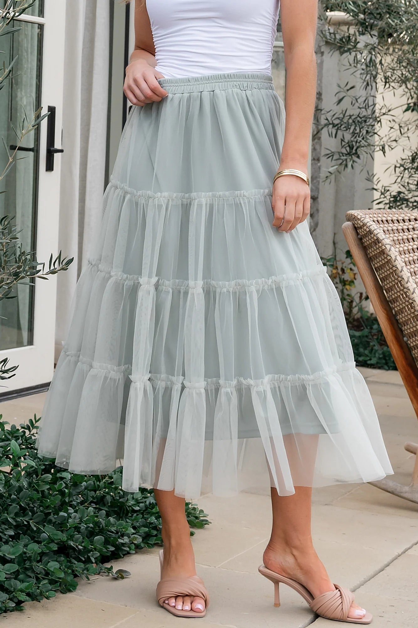 Galena Tulle Skirt | Light Sage Secondary image