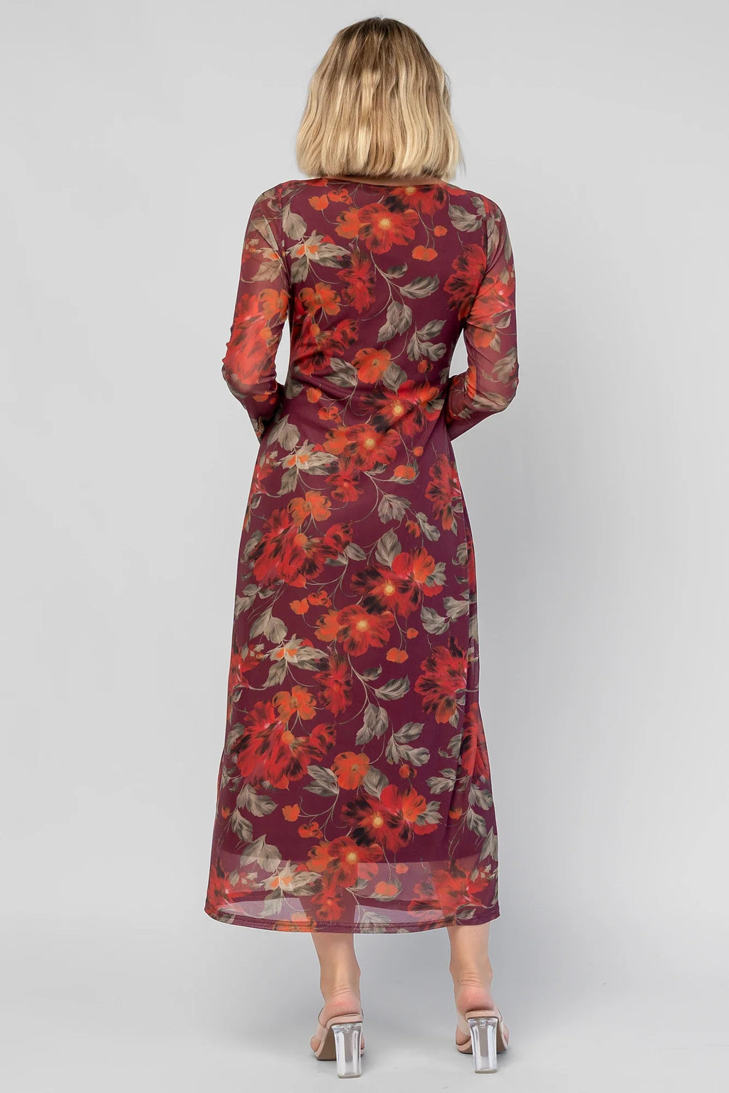 Miley Mesh Dress | Burgundy Floral