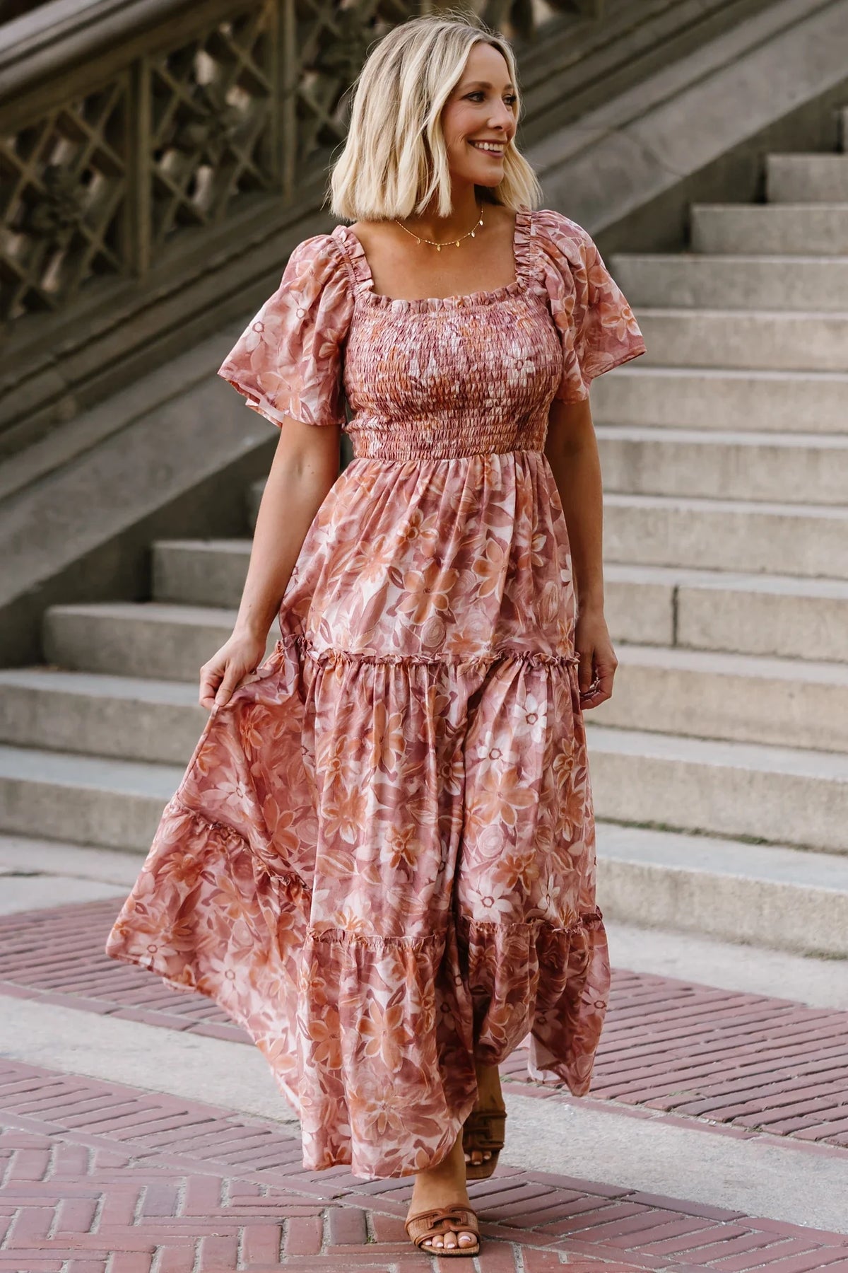 Southampton Smocked Maxi Dress | Dusty Mauve Floral Main image