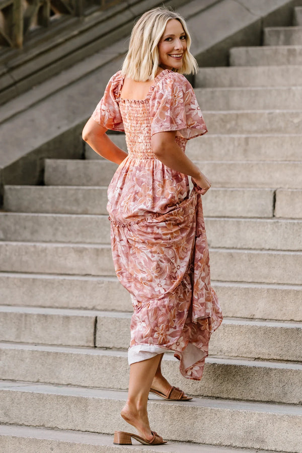 Southampton Smocked Maxi Dress | Dusty Mauve Floral