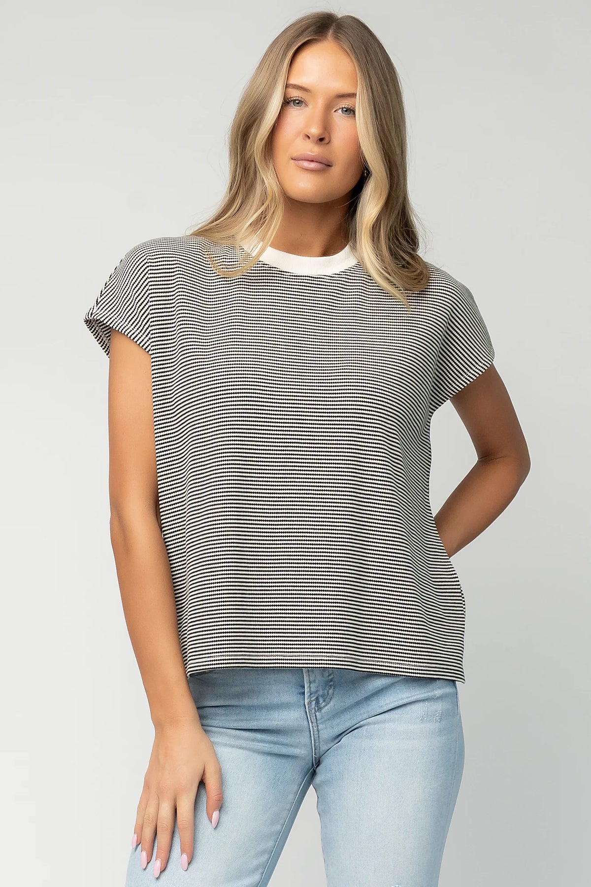 Millie Striped Top | Black + White Main image