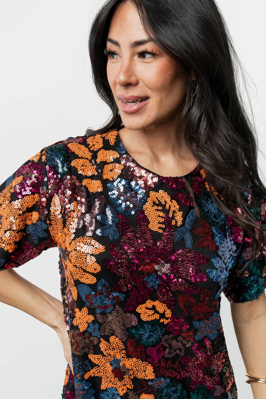 Squires Sequin Short Dress | Black Multi