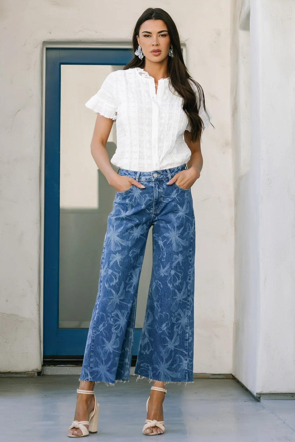 Cádiz Mid Rise Relaxed Jeans | Medium Floral Wash