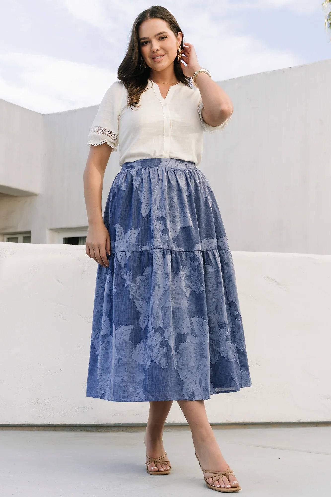 Alejandra Midi Skirt | Blue Floral Secondary image