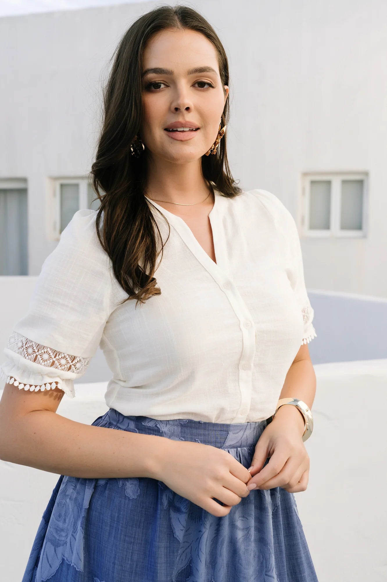 Alba Button Up Top | Ivory Secondary image
