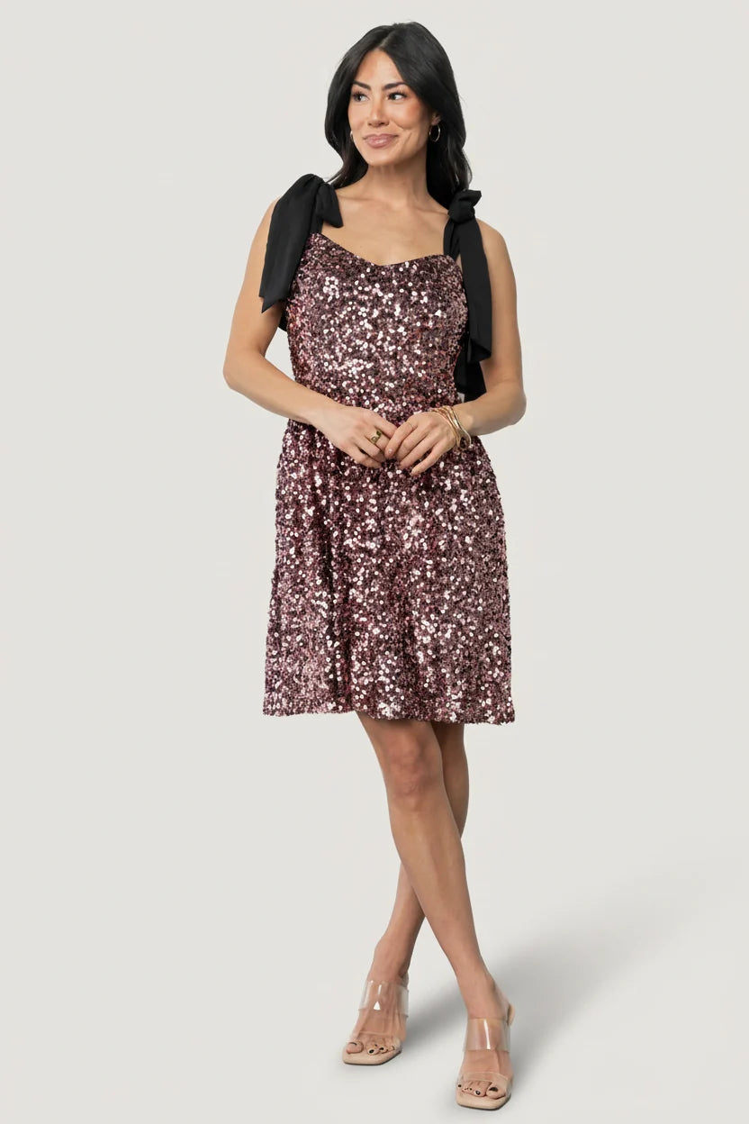 Vega Sequin Short Dress | Mauve Secondary image