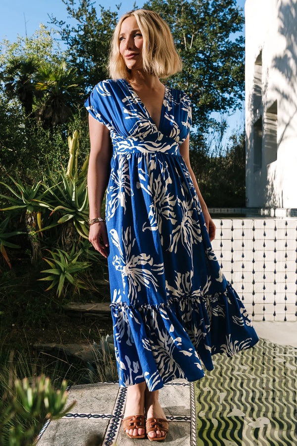Rosa Midi Dress | Cobalt Print