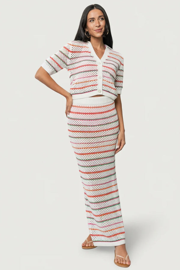 Viento Button Up Cardigan | Multi Stripe