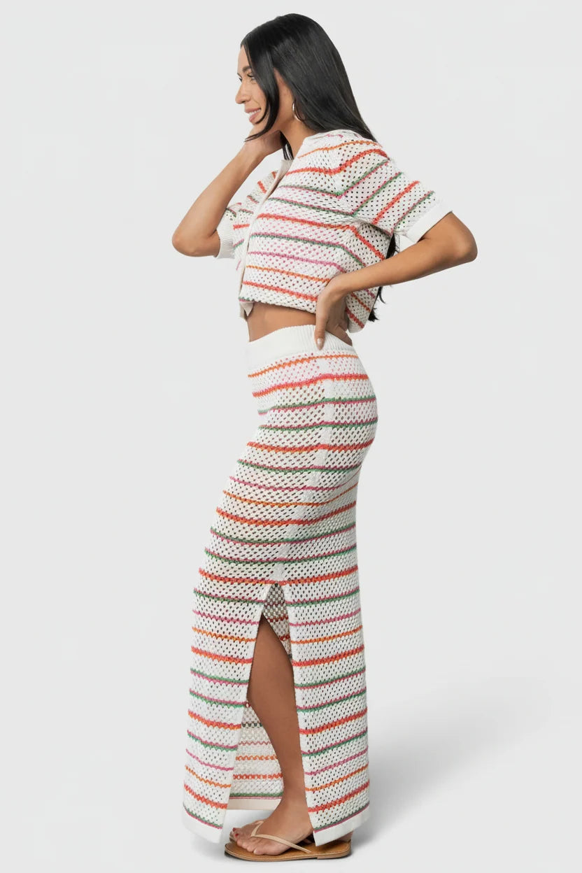Viento Button Up Cardigan | Multi Stripe