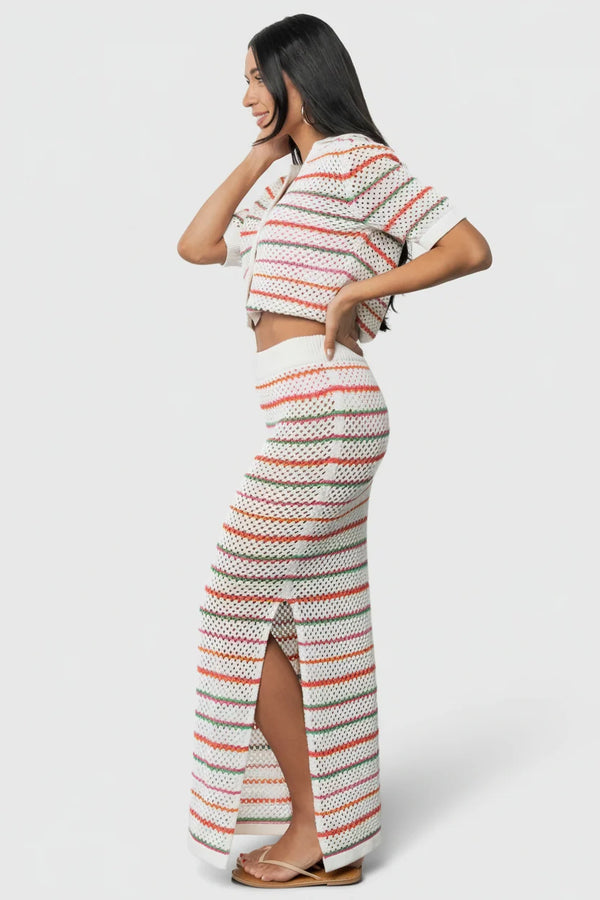 Viento Button Up Cardigan | Multi Stripe