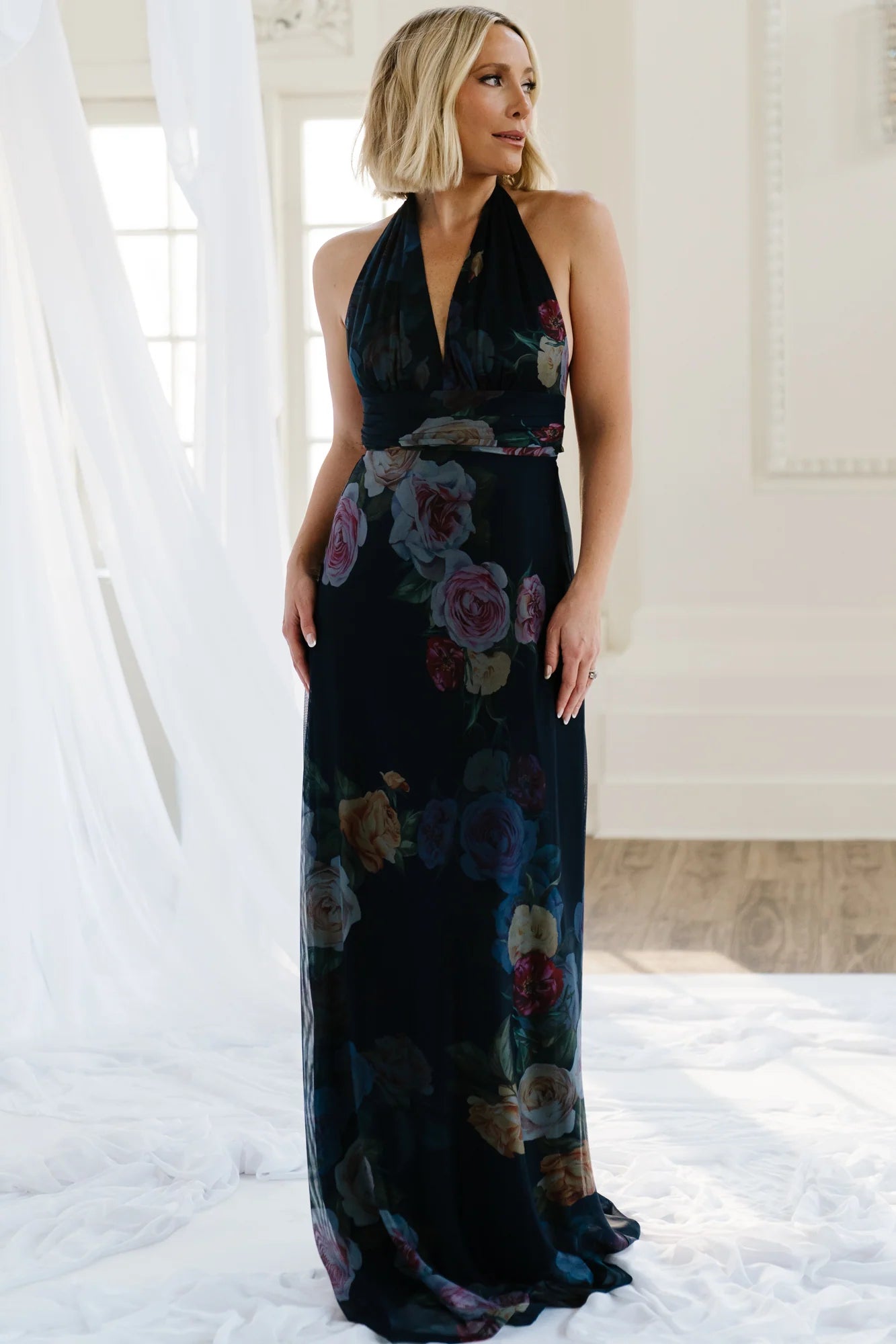 Dresden Halter Maxi Dress | Navy Floral Secondary image