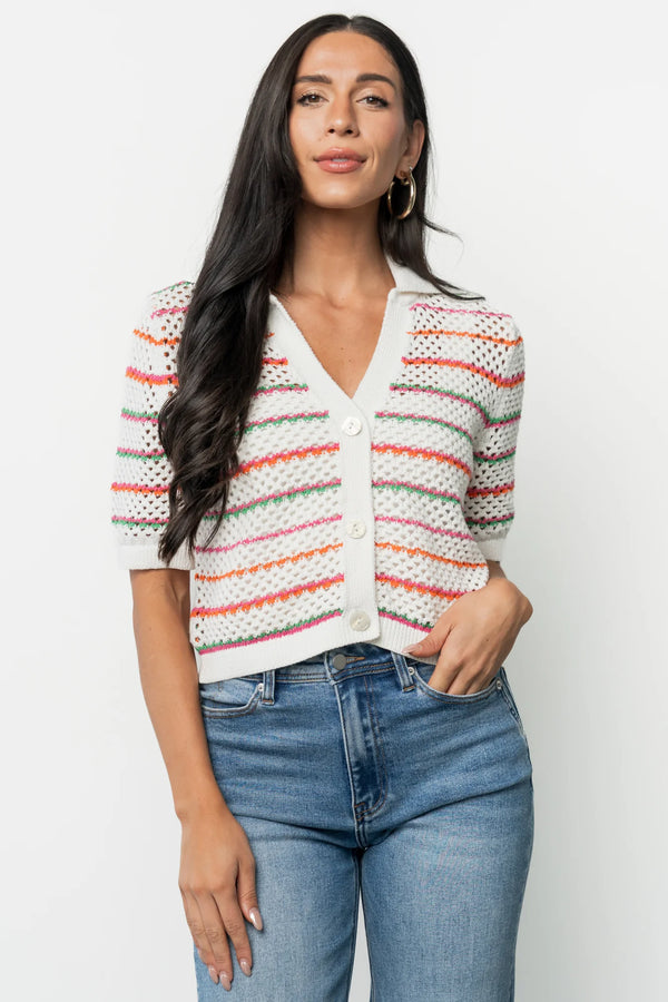 Viento Button Up Cardigan | Multi Stripe