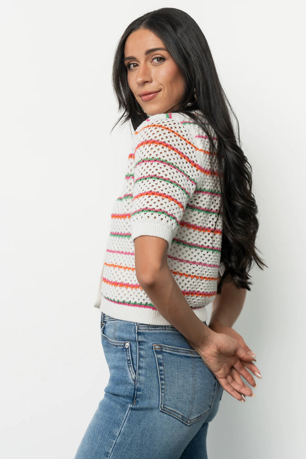 Viento Button Up Cardigan | Multi Stripe