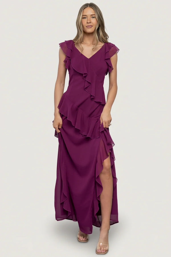 Margaret Ruffle Maxi Dress | Orchid
