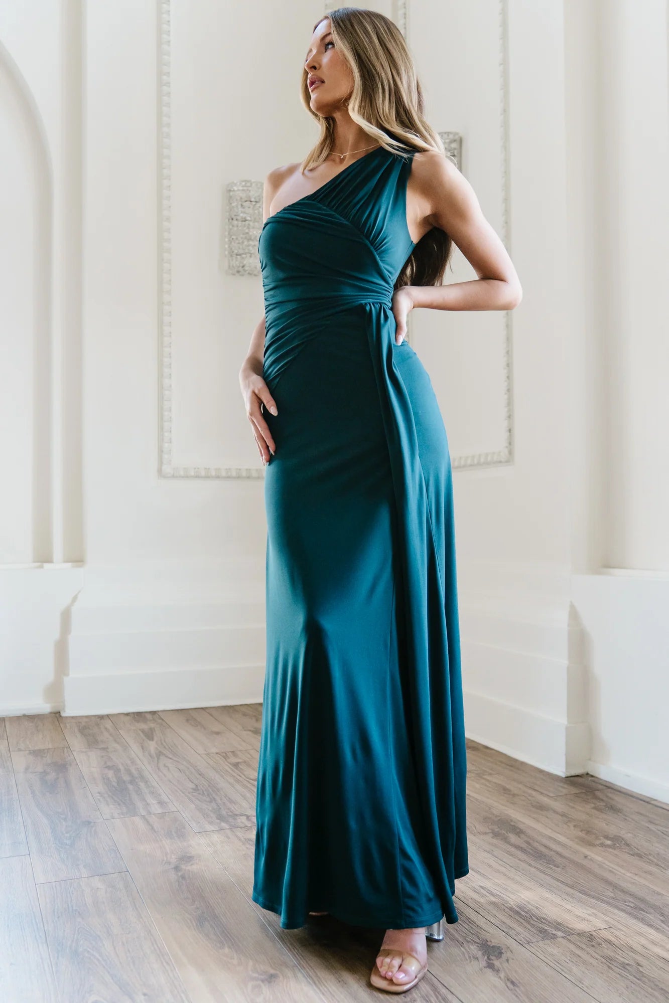 Adrianna One Shoulder Gown | Deep Topaz Secondary image