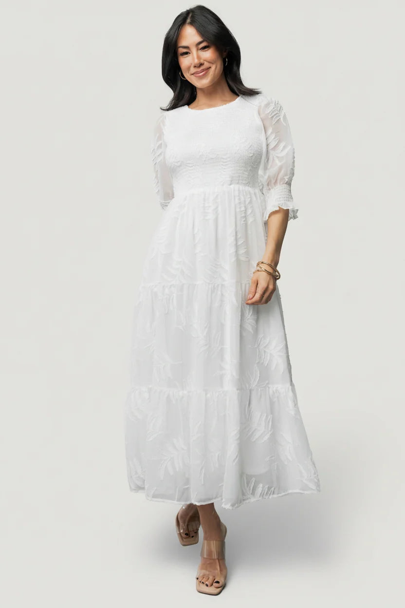 Nellie Smocked Midi Dress | Off White Main image