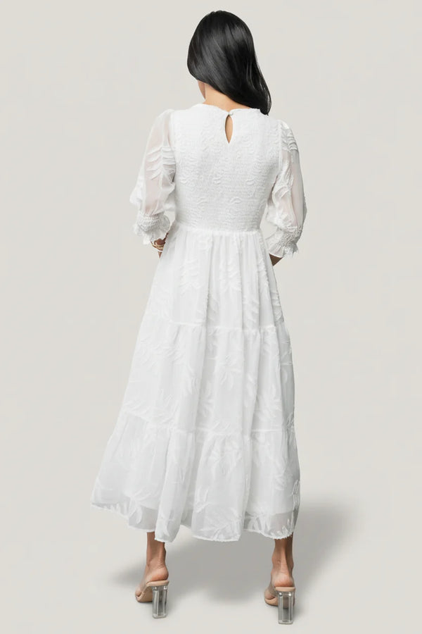 Nellie Smocked Midi Dress | Off White