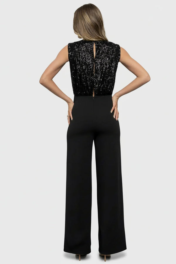 Niya Sequin Jumpsuit | Black