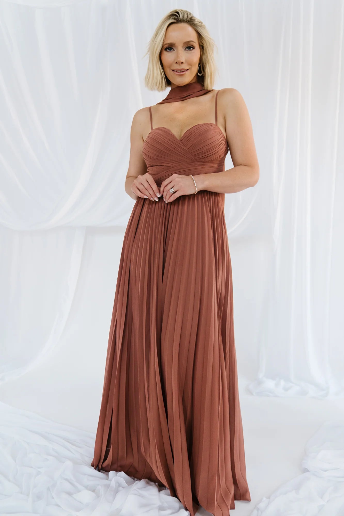 Georgina Pleated Maxi Dress | Rosy Brown Secondary image