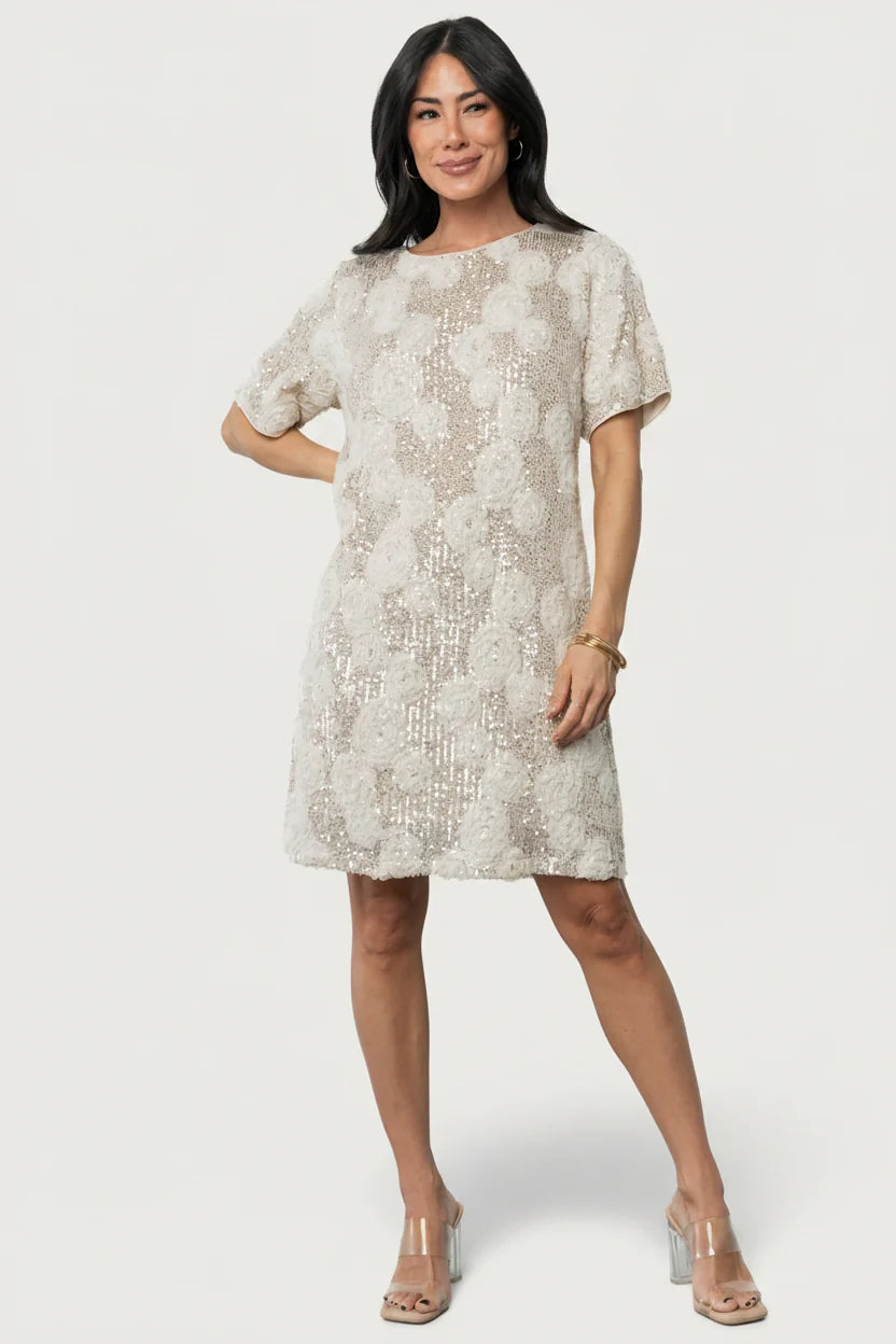 Rhea Sequin Short Dress | Ivory Main image
